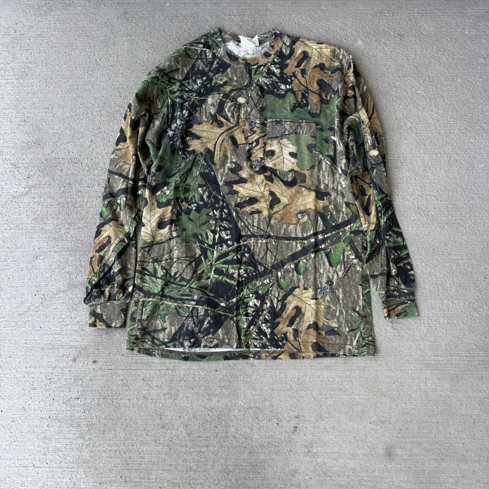 mossy oak‎ men's long sleeve pullover camo shirt cotton size L